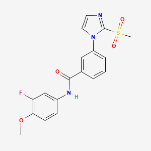 molecular formula C18H16FN3O4S B2831904 N-(3-fluoro-4-methoxyphenyl)-3-(2-methanesulfonyl-1H-imidazol-1-yl)benzamide CAS No. 2034391-93-8