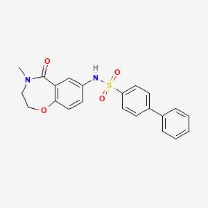 molecular formula C22H20N2O4S B2831914 N-(4-methyl-5-oxo-2,3,4,5-tetrahydrobenzo[f][1,4]oxazepin-7-yl)-[1,1'-biphenyl]-4-sulfonamide CAS No. 922062-04-2