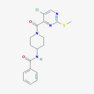 molecular formula C18H19ClN4O2S B2831919 N-{1-[5-chloro-2-(methylsulfanyl)pyrimidine-4-carbonyl]piperidin-4-yl}benzamide CAS No. 1050565-97-3