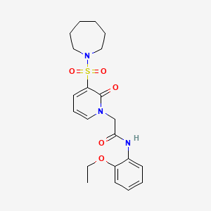 molecular formula C21H27N3O5S B2831929 2-(3-(azepan-1-ylsulfonyl)-2-oxopyridin-1(2H)-yl)-N-(2-ethoxyphenyl)acetamide CAS No. 1251681-42-1