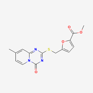 molecular formula C15H13N3O4S B2831932 methyl 5-[({8-methyl-4-oxo-4H-pyrido[1,2-a][1,3,5]triazin-2-yl}sulfanyl)methyl]furan-2-carboxylate CAS No. 896334-03-5