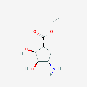 molecular formula C8H15NO4 B2831943 Ethyl (1R,2S,3R,4S)-4-amino-2,3-dihydroxycyclopentane-1-carboxylate CAS No. 2287248-67-1