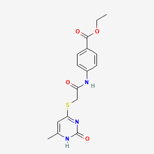 molecular formula C16H17N3O4S B2831949 ethyl 4-{2-[(6-methyl-2-oxo-1,2-dihydropyrimidin-4-yl)sulfanyl]acetamido}benzoate CAS No. 905692-18-4