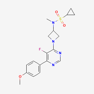 N-[1-[5-Fluoro-6-(4-methoxyphenyl)pyrimidin-4-yl]azetidin-3-yl]-N-methylcyclopropanesulfonamide