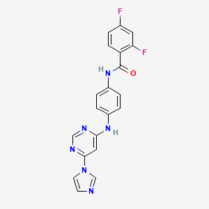 molecular formula C20H14F2N6O B2831994 2,4-difluoro-N-(4-{[6-(1H-imidazol-1-yl)pyrimidin-4-yl]amino}phenyl)benzamide CAS No. 1171561-65-1