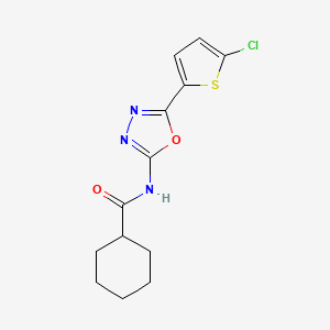 molecular formula C13H14ClN3O2S B2832000 N-[5-(5-chlorothiophen-2-yl)-1,3,4-oxadiazol-2-yl]cyclohexanecarboxamide CAS No. 888410-57-9