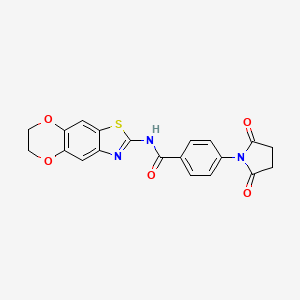 molecular formula C20H15N3O5S B2832001 N-(6,7-dihydro-[1,4]dioxino[2,3-f][1,3]benzothiazol-2-yl)-4-(2,5-dioxopyrrolidin-1-yl)benzamide CAS No. 892857-79-3