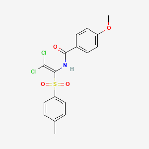 molecular formula C17H15Cl2NO4S B2832006 N-[2,2-DICHLORO-1-(4-METHYLBENZENESULFONYL)ETHENYL]-4-METHOXYBENZAMIDE CAS No. 305331-11-7