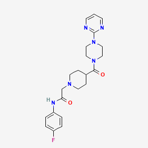 N-(4-fluorophenyl)-2-(4-(4-(pyrimidin-2-yl)piperazine-1-carbonyl)piperidin-1-yl)acetamide