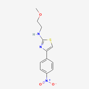 molecular formula C12H13N3O3S B2832021 N-(2-methoxyethyl)-4-(4-nitrophenyl)-1,3-thiazol-2-amine CAS No. 571917-26-5