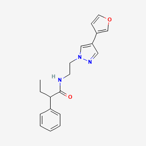 molecular formula C19H21N3O2 B2832048 N-(2-(4-(furan-3-yl)-1H-pyrazol-1-yl)ethyl)-2-phenylbutanamide CAS No. 2034291-92-2