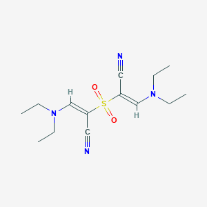 molecular formula C14H22N4O2S B2832050 (2E)-2-[(1E)-1-cyano-2-(diethylamino)eth-1-ene-1-sulfonyl]-3-(diethylamino)prop-2-enenitrile CAS No. 121078-49-7