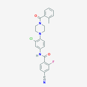 molecular formula C26H22ClFN4O2 B283206 N-{3-chloro-4-[4-(2-methylbenzoyl)-1-piperazinyl]phenyl}-4-cyano-2-fluorobenzamide 