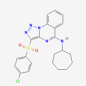 molecular formula C22H22ClN5O2S B2832078 3-(4-Chlorobenzenesulfonyl)-N-cycloheptyl-[1,2,3]triazolo[1,5-A]quinazolin-5-amine CAS No. 899217-63-1