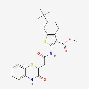 molecular formula C24H28N2O4S2 B2832100 methyl 6-(tert-butyl)-2-(2-(3-oxo-3,4-dihydro-2H-benzo[b][1,4]thiazin-2-yl)acetamido)-4,5,6,7-tetrahydrobenzo[b]thiophene-3-carboxylate CAS No. 367908-51-8