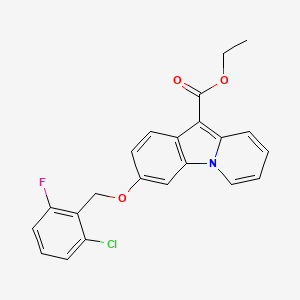 molecular formula C22H17ClFNO3 B2832111 Ethyl 3-[(2-chloro-6-fluorobenzyl)oxy]pyrido[1,2-a]indole-10-carboxylate CAS No. 478067-96-8