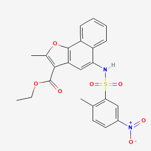 molecular formula C23H20N2O7S B2832114 Ethyl 2-methyl-5-(2-methyl-5-nitrobenzenesulfonamido)naphtho[1,2-B]furan-3-carboxylate CAS No. 518330-66-0