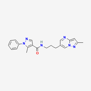 5-methyl-N-(3-(2-methylpyrazolo[1,5-a]pyrimidin-6-yl)propyl)-1-phenyl-1H-pyrazole-4-carboxamide