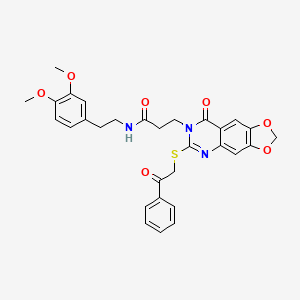 N-(3,4-dimethoxyphenethyl)-3-(8-oxo-6-((2-oxo-2-phenylethyl)thio)-[1,3]dioxolo[4,5-g]quinazolin-7(8H)-yl)propanamide