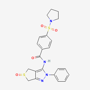 molecular formula C22H22N4O4S2 B2832211 N-(5-oxido-2-phenyl-4,6-dihydro-2H-thieno[3,4-c]pyrazol-3-yl)-4-(pyrrolidin-1-ylsulfonyl)benzamide CAS No. 1007550-97-1