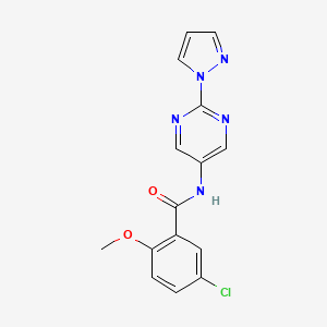 molecular formula C15H12ClN5O2 B2832226 5-chloro-2-methoxy-N-[2-(1H-pyrazol-1-yl)pyrimidin-5-yl]benzamide CAS No. 1421523-29-6
