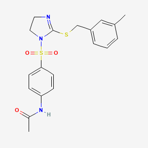 molecular formula C19H21N3O3S2 B2832263 N-{4-[(2-{[(3-methylphenyl)methyl]sulfanyl}-4,5-dihydro-1H-imidazol-1-yl)sulfonyl]phenyl}acetamide CAS No. 868217-73-6
