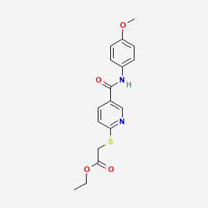 molecular formula C17H18N2O4S B2832265 Ethyl 2-({5-[(4-methoxyanilino)carbonyl]-2-pyridinyl}sulfanyl)acetate CAS No. 339030-25-0