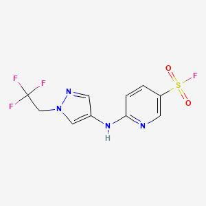 molecular formula C10H8F4N4O2S B2832273 6-[[1-(2,2,2-Trifluoroethyl)pyrazol-4-yl]amino]pyridine-3-sulfonyl fluoride CAS No. 2196192-81-9