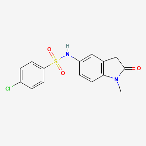 molecular formula C15H13ClN2O3S B2832282 4-chloro-N-(1-methyl-2-oxoindolin-5-yl)benzenesulfonamide CAS No. 921558-62-5
