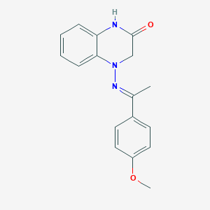 (E)-4-((1-(4-methoxyphenyl)ethylidene)amino)-3,4-dihydroquinoxalin-2(1H)-one