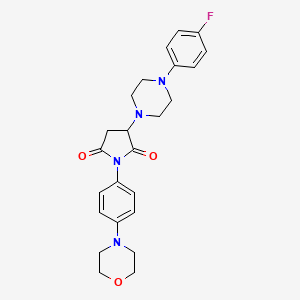 molecular formula C24H27FN4O3 B2832302 3-(4-(4-Fluorophenyl)piperazin-1-yl)-1-(4-morpholinophenyl)pyrrolidine-2,5-dione CAS No. 924873-65-4