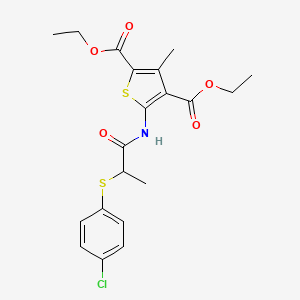 Diethyl 5-(2-((4-chlorophenyl)thio)propanamido)-3-methylthiophene-2,4-dicarboxylate