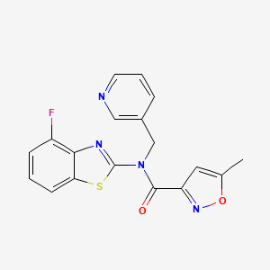 molecular formula C18H13FN4O2S B2832310 N-(4-fluorobenzo[d]thiazol-2-yl)-5-methyl-N-(pyridin-3-ylmethyl)isoxazole-3-carboxamide CAS No. 946202-57-9