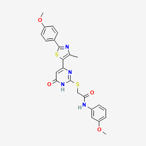 molecular formula C24H22N4O4S2 B2832400 N-(3-methoxyphenyl)-2-({4-[2-(4-methoxyphenyl)-4-methyl-1,3-thiazol-5-yl]-6-oxo-1,6-dihydropyrimidin-2-yl}sulfanyl)acetamide CAS No. 1115866-66-4