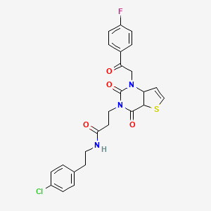 molecular formula C25H21ClFN3O4S B2832412 N-[2-(4-chlorophenyl)ethyl]-3-{1-[2-(4-fluorophenyl)-2-oxoethyl]-2,4-dioxo-1H,2H,3H,4H-thieno[3,2-d]pyrimidin-3-yl}propanamide CAS No. 899938-36-4