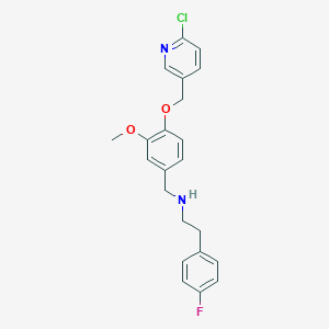 molecular formula C22H22ClFN2O2 B283242 N-{4-[(6-chloropyridin-3-yl)methoxy]-3-methoxybenzyl}-2-(4-fluorophenyl)ethanamine 