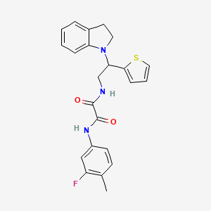 molecular formula C23H22FN3O2S B2832450 N1-(3-fluoro-4-methylphenyl)-N2-(2-(indolin-1-yl)-2-(thiophen-2-yl)ethyl)oxalamide CAS No. 898452-44-3