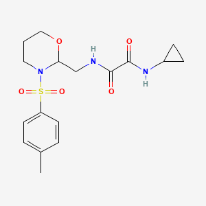molecular formula C17H23N3O5S B2832522 N1-cyclopropyl-N2-((3-tosyl-1,3-oxazinan-2-yl)methyl)oxalamide CAS No. 872862-78-7