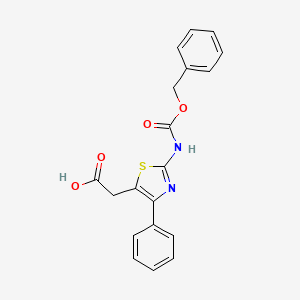 molecular formula C19H16N2O4S B2832572 2-[4-Phenyl-2-(phenylmethoxycarbonylamino)-1,3-thiazol-5-yl]acetic acid CAS No. 2287342-03-2