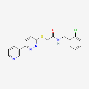molecular formula C18H15ClN4OS B2832577 N-[(2-chlorophenyl)methyl]-2-{[6-(pyridin-3-yl)pyridazin-3-yl]sulfanyl}acetamide CAS No. 872987-97-8