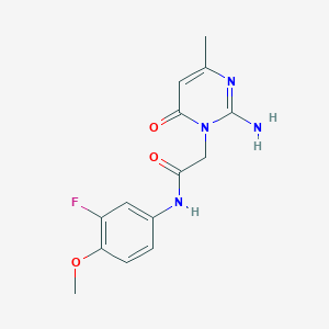 molecular formula C14H15FN4O3 B2832620 2-(2-amino-4-methyl-6-oxo-1,6-dihydropyrimidin-1-yl)-N-(3-fluoro-4-methoxyphenyl)acetamide CAS No. 1251559-16-6