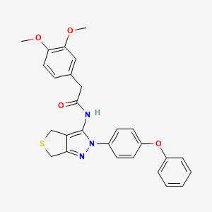 molecular formula C27H25N3O4S B2832676 2-(3,4-dimethoxyphenyl)-N-[2-(4-phenoxyphenyl)-2H,4H,6H-thieno[3,4-c]pyrazol-3-yl]acetamide CAS No. 476459-58-2