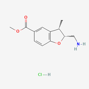 molecular formula C12H16ClNO3 B2832718 rac-methyl(2R,3S)-2-(aminomethyl)-3-methyl-2,3-dihydro-1-benzofuran-5-carboxylatehydrochloride,cis CAS No. 2408938-58-7