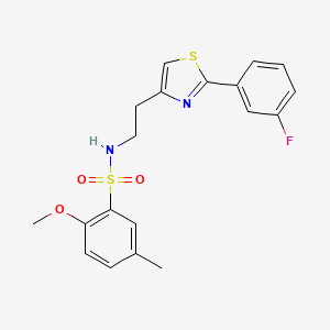 molecular formula C19H19FN2O3S2 B2832719 N-{2-[2-(3-fluorophenyl)-1,3-thiazol-4-yl]ethyl}-2-methoxy-5-methylbenzene-1-sulfonamide CAS No. 933019-13-7