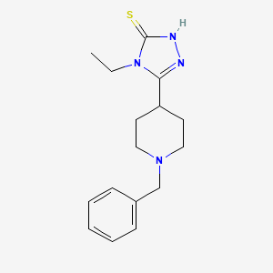 molecular formula C16H22N4S B2832752 5-(1-benzyl-4-piperidinyl)-4-ethyl-4H-1,2,4-triazol-3-ylhydrosulfide CAS No. 866134-79-4