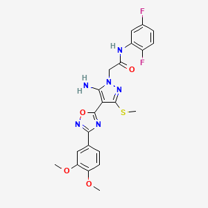 molecular formula C22H20F2N6O4S B2832758 2-(5-amino-4-(3-(3,4-dimethoxyphenyl)-1,2,4-oxadiazol-5-yl)-3-(methylthio)-1H-pyrazol-1-yl)-N-(2,5-difluorophenyl)acetamide CAS No. 1242913-45-6