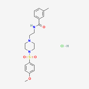 molecular formula C21H28ClN3O4S B2832793 N-(2-(4-((4-methoxyphenyl)sulfonyl)piperazin-1-yl)ethyl)-3-methylbenzamide hydrochloride CAS No. 1189428-29-2