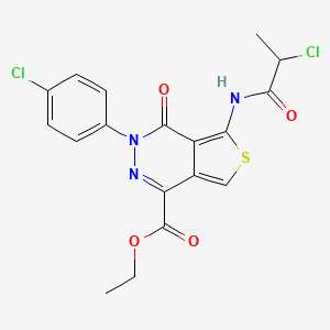 molecular formula C18H15Cl2N3O4S B2832853 ethyl 3-(4-chlorophenyl)-5-(2-chloropropanamido)-4-oxo-3H,4H-thieno[3,4-d]pyridazine-1-carboxylate CAS No. 851950-19-1