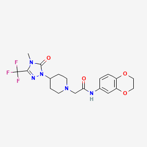 molecular formula C19H22F3N5O4 B2832895 N-(2,3-dihydro-1,4-benzodioxin-6-yl)-2-{4-[4-methyl-5-oxo-3-(trifluoromethyl)-4,5-dihydro-1H-1,2,4-triazol-1-yl]piperidin-1-yl}acetamide CAS No. 2034602-76-9