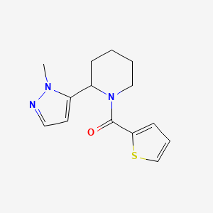 molecular formula C14H17N3OS B2832921 2-(1-methyl-1H-pyrazol-5-yl)-1-(thiophene-2-carbonyl)piperidine CAS No. 2320852-97-7